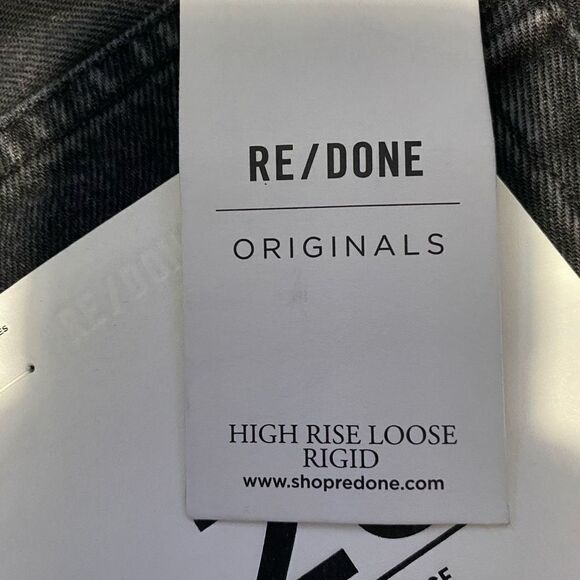 RE/DONE Originals Black High Rise Straight Loose Rigid Distressed Jeans Sz 24 - Picture 3 of 10